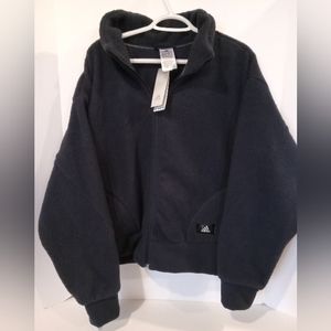 NWT Adidas Womens 3XL Jacket Coat Fleece Long Sleeve Full Zip Heavy Lined Black